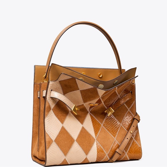 Tory Burch Handbags - Tory Burch Two-Tone Tan Patchwork Leather Tote